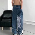 Baggy Jeans American Vintage Embroidered Black Jeans Men Spring and Autumn Personalized Fashion Trousers Cargo Pants Men.