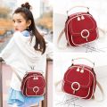 Korean Style Ladies Small Handbags 2022 New PU Leather Backpack Cute Women Soild Color Bag.
