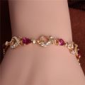 Trendy Women/Lady's fashion 18k Gold Plated Heart 5 Colors CZ Stones Bracelets Bangles Jewelry.