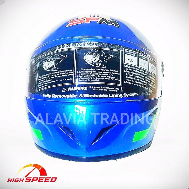 High-Speed%20Motorcycle%20Helmet%20sfm%20Full-Face%20with%20Washable%20Liner%20-%20Blue%20with%20Green%20Graphics,%20New%20-%20Image%203