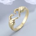 New Romantic Love Hand with Heart Shaped Ring Creative Couple Silver Color Adjustable Open Rings Personality Party Jewelry Gift.