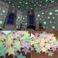 100PCS 3D Stars Luminous Wall Sticker Glow In The Dark Kids Baby Room Bedroom Ceiling Home Decor Fluorescent Wall Stickers.
