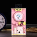 In ear wired mobile phone cartoon teddy bear remote control voice call earphones with cable included storage box. 