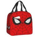 Classic Red Spider Web Lunch Bag Men Women Cooler Warm Insulated Lunch Box for Student School Food Picnic Tote Bags. 