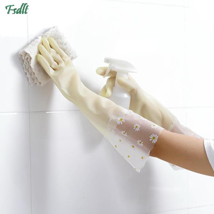 hot】 Rubber Gloves Kitchen Rubber Latex Gloves Dish Washing