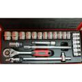 Made in France 24 Pcs 1/2 Inch Socket Wrench Set, Socket Set, Combination Socket Wrench Set With Box - FERA BRAND ( Same As Picture). 