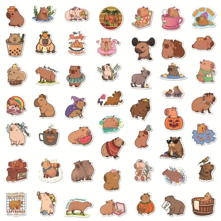 10/30/50PCS%20New%20DIY%20Capybara%20Animal%20Sticker%20Cartoon%20Creative%20Anime%20iPad%20Desk%20Luggage%20Guitar%20Car%20Decoration%20Waterproof%20Wholesale%20-%20Image%206