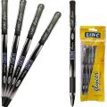 LINC Glycer BLACK Super Smooth Fine Ballpoint Pens Rubber Grip.