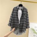 Plaid Shirt Women's Loose Long Sleeve New Versatile Casual Student Spring and Autumn Large Size Korean Style Shirt Coat Top Fashion.