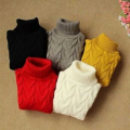 Autumn and Winter Kids' Sweater Boys' round Neck Sweater Girls' Thickened Fleece-Lined Base Pullover Baby Turtleneck Sweater. 