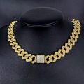 Cuban Chain,Hip Hop Iced Out Bling Alloy Gold Silver Color Hip hop Necklace For Men With Chains. 