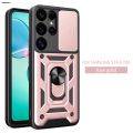 Fashions For Samsung Galaxy S25 S24 Ultra Case With Slide Lens Cover Rotating Ring Shockproof Stand Holder Phone Case for S25 S24 Plus.