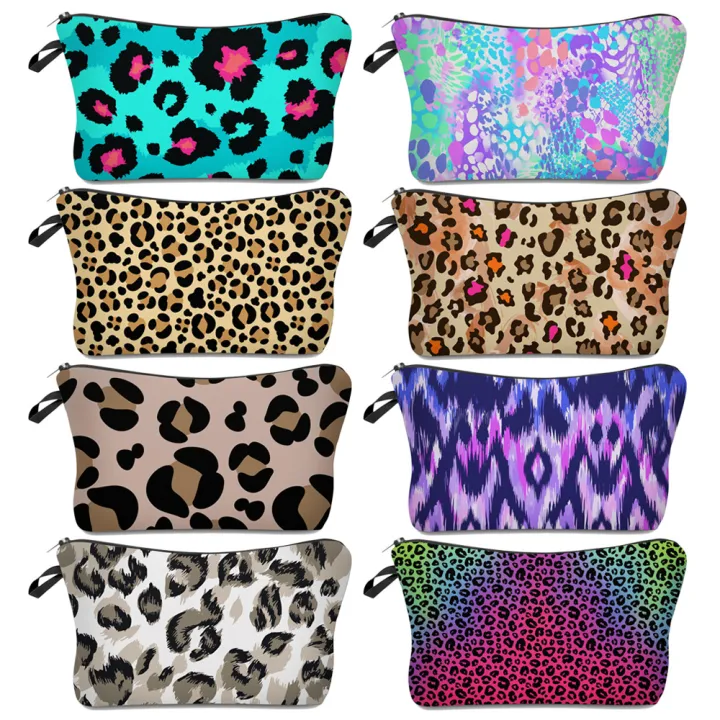 Collection Amazon HD Hot Selling Leopard Digital Print Cosmetic Bag European and American Ladies Storage Washing Clutch Bag