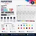 Mont Marte Premium Dual Tip Art Markers 12 Pcs for Drawing, Sketching & Artwork.