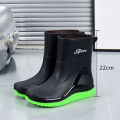 The new rain boots men's work kitchen anti-slip water shoes can be worn in all seasons waterproof rain boots can be worn outside the work vegetable field fashion shoes. 