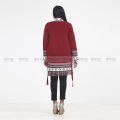 Ladies Winter Long Sleeve Open Cardian Sweater with Button – Maroon. 