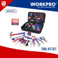 Workpro 100 Piece Home Tool Kit Household Hand Tool Set with Easy Carrying Pouch. 
