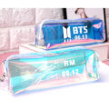 Bts Pencil Case Stationery Box Laser Transparent Large Capacity Primary School Universal Storage Bag. 