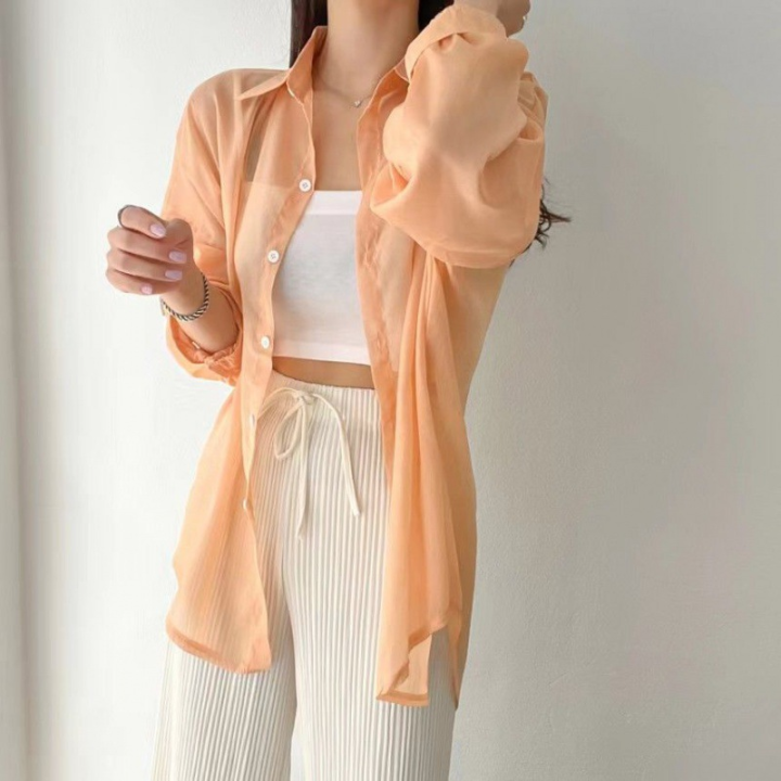 8%20Colors%20Shirts%20Women%20Sheer%20Thin%20Chic%20Summer%20Simple%20Solid%20Sun-proof%20Temper%20Fashion%20Baggy%20All-match%20Basic%20Korean%20Style%20Clothes%20-%20Image%203