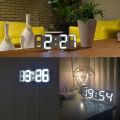 3D LED Digital Wall Alarm Clock 15 Inch Large Snooze Night Light USB Powered with Remote Control Function Time/Date. 