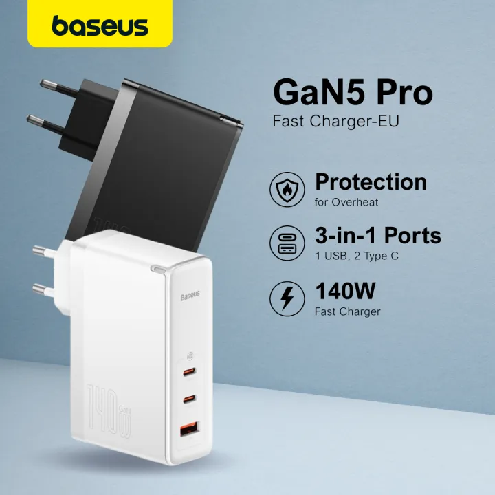 Baseus%20140W%20GaN5%20USB%20C%20Fast%20Charger%20PD3.1%20QC4.0%20Triple-port%20Quick%20Charger%20For%20iPhone%2014%20Pro%20Max%20Vivo%20Oppo%20MacBook%20Pro%20%5BFree%20USB%20C%20Cable%5D%20-%20Image%202