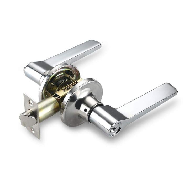 Door Lever Handle Lock, Aluminum Alloy Door Handle For Bedroom, Cloakroom, Storage Room And Office Use, Lock Size 60/70Mm, Round, Silver