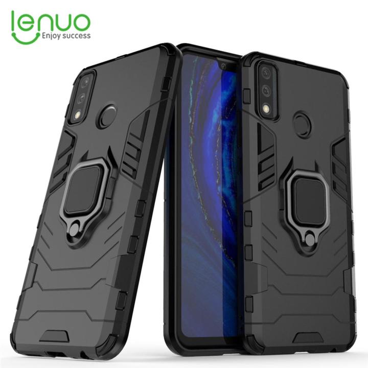 Lenuo Phone Case for Huawei Y8s Silicone PC Metal Ring Holder Cover