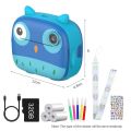 1080P Cute Kids Instant Camera 12MP Kids Digital Camera with 3 Printing Paper Rolls 2.4inch IPS Screen-blue. 