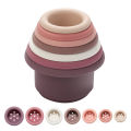 7pcs/set Silicone Building Block Baby Silicone Toy Stacking Cups Hourglass Toys Silicone Stacked cups Baby Educational Toys.