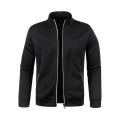 Men Fall Winter Sweater Coat Zipper Pockets Knitted Thin Cardigan Stand Collar Long Sleeves Solid Color Daily Wear Men Jacket.