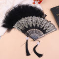 Folding Fan Japanese Sweet Fairy Girl Dark Gothic Court Dance Hand Fan Art Craft Gift Wedding Party Decoration. 