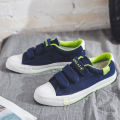 Canvas shoes men's velcro collegiate style small white shoes new couple board shoes junior high school students casual shoes for middle and older children. 