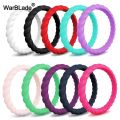 3mm Thin Braided Silicone Ring Fashion Sports Hypoallergenic Crossfit Flexible Woven Rubber Finger Ring For Women Wedding Rings. 