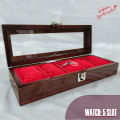 Wooden Watch Organizer 5 partition watch box for men and women. 