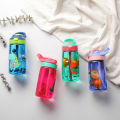 480ml Dinosaur Kids Water Bottle Water Sippy Cup Cartoon Leakproof Plastic Bottles With Straw Outdoor Portable Children's Cup.