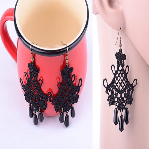 Retro%20Vintage%20Halloween%20Black%20Lace%20Tassel%20Statement%20Dangle%20Hook%20Earrings%20Jewelry%20-%20Image%203