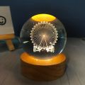 Crystal Ball 3D Wheel Night Light with Base LED Table Lamp Lighted Beautiful 3D Wheel Bedroom Decor USB Power Warm Night Lighted Wheel.