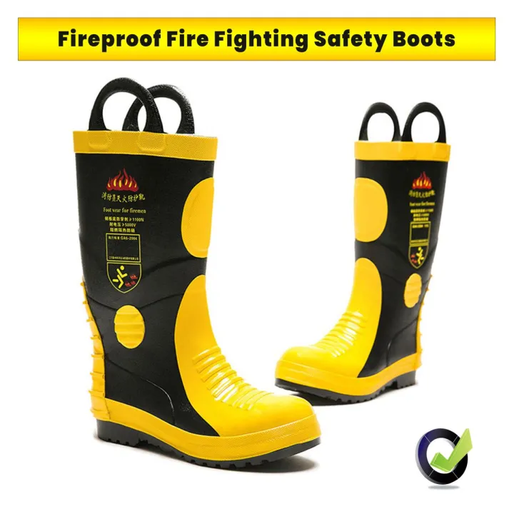 Fireproof Fire Fighting Safety Boots High temperature resistant waterproof fireman Footwear Rubber protection with anti-collision performance