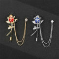【Factory-direct】 Men's Chain Wolf Head Brooch Flower Tassel Jewelry Suit Crown Trend Pin Accessories.