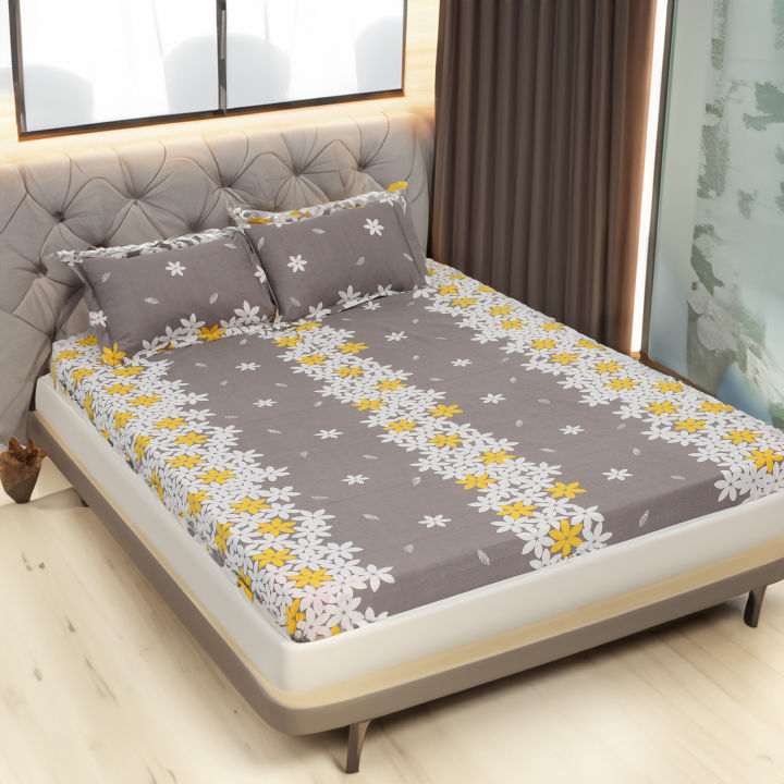 Double%20Size%20Flat%20Cotton%20Multicolor%20(Ash%20&%20White%20Floral%20Print)%20Bed%20Sheet%20Set%20-%20Two%20Pillow%20Covers%20Included-%20300%20Thread%20Count-%20Hand%20Washable%20-%20Image%203