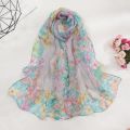 2024 New Fashion Women Floral Printing Beach Silk Scarf Shawls Female Long Wraps Beach Sunscreen Hijab. 