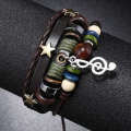 New Jewelry Simple Multi layered Beaded Leather Personalized Note Pendant Bracelet Music Festival Accessories. 