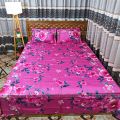 King Size Full Panel Bedsheet With Pillow Cover Chador Set 7.5×8.5 Feet Full Cotton Fabric  Red , Blue , Pink , Green - Bed Sheet - bed sheet home tex. 