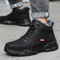 【selevn roind】 Black Leather Winter Plush Safety Work Boots For Men Waterproof Anti Nail Pressure Labor Shoes Indestructible Steel Toe Footwear. 