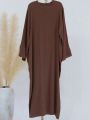 Dubai Causal Comfortable Abaya For Women 100% Cotton Saudi Turkish Clothing Solid Fashion Split Sleeve Muslim Dress With Pockets.