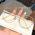 Clear Glasses Women Polygonal Metal Frame Eye Glasses 0 Flat Mirror Girls eyewear Anti Blue Light Glasses Fashion Eyeglasses. 