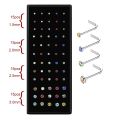60PC Set Fashion Crystal Nose Ring Surgical Steel Nose Studs Piercing For Women Gift With Box Nariz Piercing Body Jewelry.