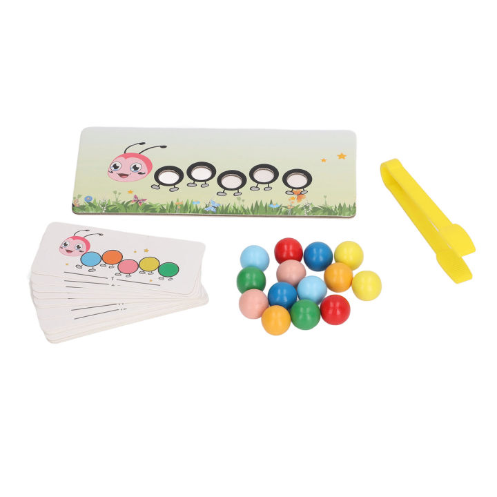 Worm Caterpillar Pattern Clip Beads Toy Wooden Educational Safe Edges Color Classification Color Recognition Interactive Clip