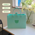 WholesaleinsSimple Bear Felt Handbag Large Capacity Totes Cute Cartoon Pure Color Thickened Felt Bag.