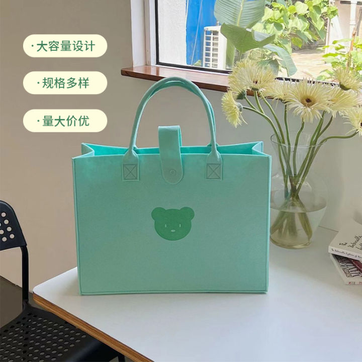 WholesaleinsSimple%20Bear%20Felt%20Handbag%20Large%20Capacity%20Totes%20Cute%20Cartoon%20Pure%20Color%20Thickened%20Felt%20Bag%20-%20Image%205